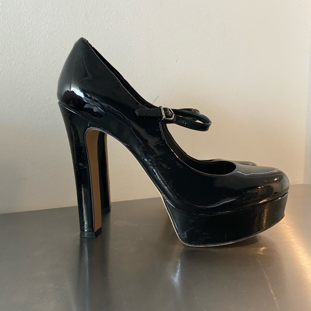 Black platform Mary Janes